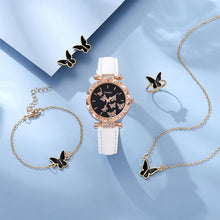 Load image into Gallery viewer, 6/1pcs Set Women Watch Ring Necklace Earrings Bracelet Set Watches Butterfly Leather Strap Ladies Quartz WristWatch (No Box)