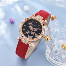 Load image into Gallery viewer, 6/1pcs Set Women Watch Ring Necklace Earrings Bracelet Set Watches Butterfly Leather Strap Ladies Quartz WristWatch (No Box)