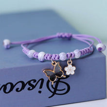 Load image into Gallery viewer, Fashion Handmade Purple Butterfly Flower Bracelet For Women Charm Sweet Animal Pendant Braided Bracelets & Bangle Jewelry