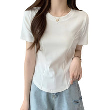 Load image into Gallery viewer, Women Slimming Fit T-shirt Summer O-neck Short Sleeve Shirts All-match Basic Tops Casual Simplicity Shirt