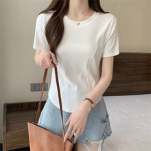 Load image into Gallery viewer, Women Slimming Fit T-shirt Summer O-neck Short Sleeve Shirts All-match Basic Tops Casual Simplicity Shirt