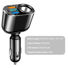 Load image into Gallery viewer, 22.5W/PD30W/PD30W+66W Car Charger Fast Charging Lighter Splitter Type-C PD QC3.0 USB Port Universal For Phone Camera Dashcam Fan