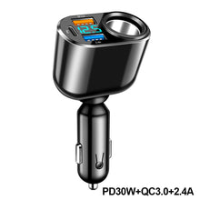 Load image into Gallery viewer, 22.5W/PD30W/PD30W+66W Car Charger Fast Charging Lighter Splitter Type-C PD QC3.0 USB Port Universal For Phone Camera Dashcam Fan