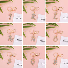 Load image into Gallery viewer, Crystal Crown 26 Letter Rhinestone Keychain Charm Gold Plated Key Ring Bag Car Key Chains DIY Accessoreis For Women