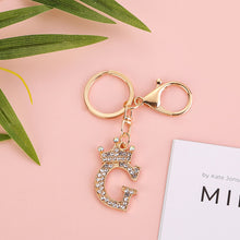 Load image into Gallery viewer, Crystal Crown 26 Letter Rhinestone Keychain Charm Gold Plated Key Ring Bag Car Key Chains DIY Accessoreis For Women