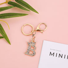 Load image into Gallery viewer, Crystal Crown 26 Letter Rhinestone Keychain Charm Gold Plated Key Ring Bag Car Key Chains DIY Accessoreis For Women