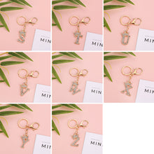 Load image into Gallery viewer, Crystal Crown 26 Letter Rhinestone Keychain Charm Gold Plated Key Ring Bag Car Key Chains DIY Accessoreis For Women