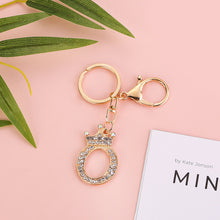 Load image into Gallery viewer, Crystal Crown 26 Letter Rhinestone Keychain Charm Gold Plated Key Ring Bag Car Key Chains DIY Accessoreis For Women