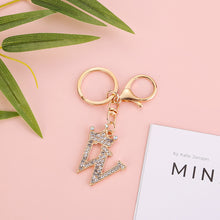 Load image into Gallery viewer, Crystal Crown 26 Letter Rhinestone Keychain Charm Gold Plated Key Ring Bag Car Key Chains DIY Accessoreis For Women