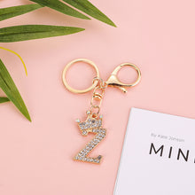Load image into Gallery viewer, Crystal Crown 26 Letter Rhinestone Keychain Charm Gold Plated Key Ring Bag Car Key Chains DIY Accessoreis For Women