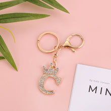 Load image into Gallery viewer, Crystal Crown 26 Letter Rhinestone Keychain Charm Gold Plated Key Ring Bag Car Key Chains DIY Accessoreis For Women