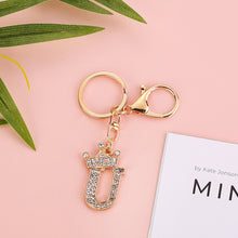 Load image into Gallery viewer, Crystal Crown 26 Letter Rhinestone Keychain Charm Gold Plated Key Ring Bag Car Key Chains DIY Accessoreis For Women