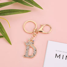Load image into Gallery viewer, Crystal Crown 26 Letter Rhinestone Keychain Charm Gold Plated Key Ring Bag Car Key Chains DIY Accessoreis For Women