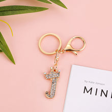 Load image into Gallery viewer, Crystal Crown 26 Letter Rhinestone Keychain Charm Gold Plated Key Ring Bag Car Key Chains DIY Accessoreis For Women