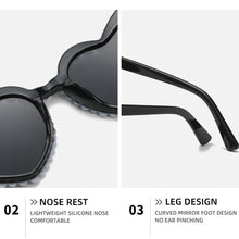 Load image into Gallery viewer, 1Pc Large Frame Love Pearl Sunglasses Heart Shape Personality UV400 Casual Black Sun Glasses Eyewear for Adult Women