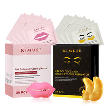 Load image into Gallery viewer, 1pc/20pcs 24K Gold Eye Mask Collagen Gold Eye Mask Anti Dark Circles Wrinkle Eye Care and Collagen Moisturing Nourishing Lip Mask