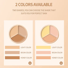Load image into Gallery viewer, 3-Color Concealer Palette Foundation Cream Full Coverage Suit for All Skin Face Makeup Cover Dark Circles Acne Pores Cream