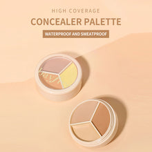 Load image into Gallery viewer, 3-Color Concealer Palette Foundation Cream Full Coverage Suit for All Skin Face Makeup Cover Dark Circles Acne Pores Cream