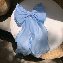Load image into Gallery viewer, Sweet Chiffon Bow Hair Clips Girls Blue Shining Satin Bowknot Hair Clips Ribbon Bow Barrette Hairpin Grip Ponytail Clip Headwear