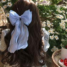 Load image into Gallery viewer, Sweet Chiffon Bow Hair Clips Girls Blue Shining Satin Bowknot Hair Clips Ribbon Bow Barrette Hairpin Grip Ponytail Clip Headwear