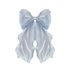 Load image into Gallery viewer, Sweet Chiffon Bow Hair Clips Girls Blue Shining Satin Bowknot Hair Clips Ribbon Bow Barrette Hairpin Grip Ponytail Clip Headwear