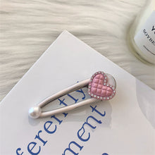 Load image into Gallery viewer, Y2k Hairpins Girls Sweet Rhinestone Pearl Love Side Bangs Hair Clip Female Ladies Barrettes Duckbill Clip Women Hair Accessories
