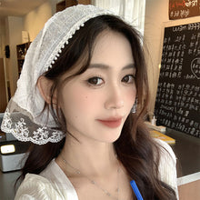 Load image into Gallery viewer, Korean Ins Lace Hair Scarf Women Retro Triangle Hair Band Strap Hair Bag Headscarf Hat Travel Photo Headband Turban Accessorie