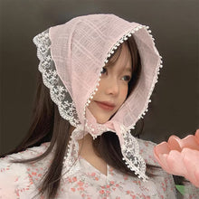 Load image into Gallery viewer, Korean Ins Lace Hair Scarf Women Retro Triangle Hair Band Strap Hair Bag Headscarf Hat Travel Photo Headband Turban Accessorie