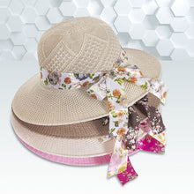 Load image into Gallery viewer, Summer Women Imitation Rafi Grass Hat Portable Holiday Beach Outing Sun-proof Solid Color Female Sunshade Bonnet Cap