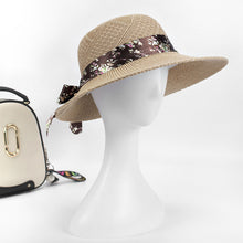 Load image into Gallery viewer, Summer Women Imitation Rafi Grass Hat Portable Holiday Beach Outing Sun-proof Solid Color Female Sunshade Bonnet Cap