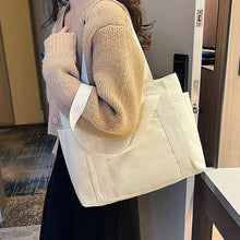 Load image into Gallery viewer, Large Capacity Canvas Tote Bags for Work Commuting Carrying Bag College Style Student Outfit Book Shoulder Bag