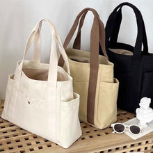 Load image into Gallery viewer, Large Capacity Canvas Tote Bags for Work Commuting Carrying Bag College Style Student Outfit Book Shoulder Bag