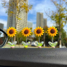 Load image into Gallery viewer, 5Pcs Cartoon Car Interior Shaking Head Flower Ornament Decoration Spring Shake Head Sunflowers Decor Double-sided Tape