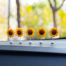 Load image into Gallery viewer, 5Pcs Cartoon Car Interior Shaking Head Flower Ornament Decoration Spring Shake Head Sunflowers Decor Double-sided Tape