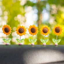 Load image into Gallery viewer, 5Pcs Cartoon Car Interior Shaking Head Flower Ornament Decoration Spring Shake Head Sunflowers Decor Double-sided Tape