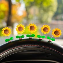 Load image into Gallery viewer, 5Pcs Cartoon Car Interior Shaking Head Flower Ornament Decoration Spring Shake Head Sunflowers Decor Double-sided Tape