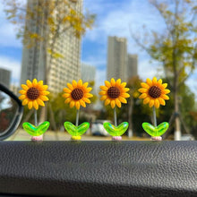 Load image into Gallery viewer, 5Pcs Cartoon Car Interior Shaking Head Flower Ornament Decoration Spring Shake Head Sunflowers Decor Double-sided Tape