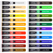 Load image into Gallery viewer, 12/24 Colors Acrylic Paints Set Professional Brush Set 12ml Tubes Artist Drawing Painting Pigment Hand Painted Wall Paint DIY
