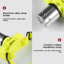 Load image into Gallery viewer, Waterproof Diving Headlight Strong Magnetic Switch Super Bright T6 Light Bead Head-Mounted Long Endurance Flashlight