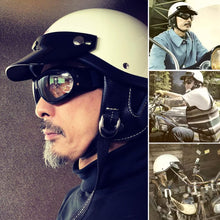 Load image into Gallery viewer, 3 Snap-Button Retro Motorcycle Helmet Sun Shade Protector Retro Open Face Flip Up Down Shield Visor Modified Parts