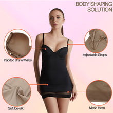 Load image into Gallery viewer, Slimming Full Length Shapewear Slips Nude Straight Tube Dress Body Shaper Women Skinny Under Dresses Underwire Cup Black