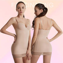 Load image into Gallery viewer, Slimming Full Length Shapewear Slips Nude Straight Tube Dress Body Shaper Women Skinny Under Dresses Underwire Cup Black