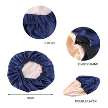 Load image into Gallery viewer, Women Large Satin Bonnet Silky Night Sleeping Cap Adjusting Button Night Hat Beauty Salon Hair Care Hat Bathroom Products