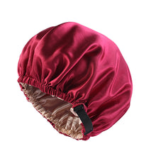 Load image into Gallery viewer, Women Large Satin Bonnet Silky Night Sleeping Cap Adjusting Button Night Hat Beauty Salon Hair Care Hat Bathroom Products
