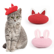 Load image into Gallery viewer, 1Pc Painter Wool Cap Pet Designer Rabbit Hats Dog Beret Pet Headwear Warm Headgear Mini Decorative Cute Solid Color Pet Hat
