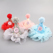 Load image into Gallery viewer, 1Pc Creative Lace happy Birthday Hat Children DIY Crown Hats with Rope Baby Party Birthday Photo Props Cute Pet Dog Party Cap