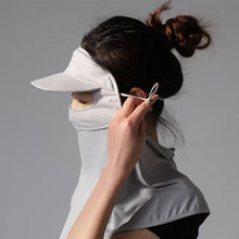 Load image into Gallery viewer, Ice Silk UPF50+ Sunscreen Mask With Brim Extended Neck Guard UV Protection Outdoor Sports Cycling Mask Adjustable Facekini