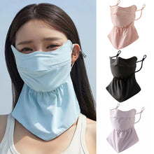 Load image into Gallery viewer, Extended Neck Support Sunscreen Mask UV Protection Eye Protection 3D Ice Silk Mask Outdoor Cycling Driving Breathable Facekini