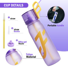 Load image into Gallery viewer, 650ML Large Capacity Outdoor Sports Water Bottle With 0 Sugar 0 Fat 0 Calories Fruit Flavoured Ring Fun Straw Bottle