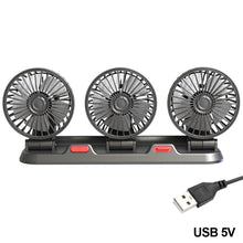 Load image into Gallery viewer, 5V 12V 24V Adjustable 3 Head Car Fan Cooling Car Fan USB 2 Speeds For Auto Cooler Air Fan Accessories